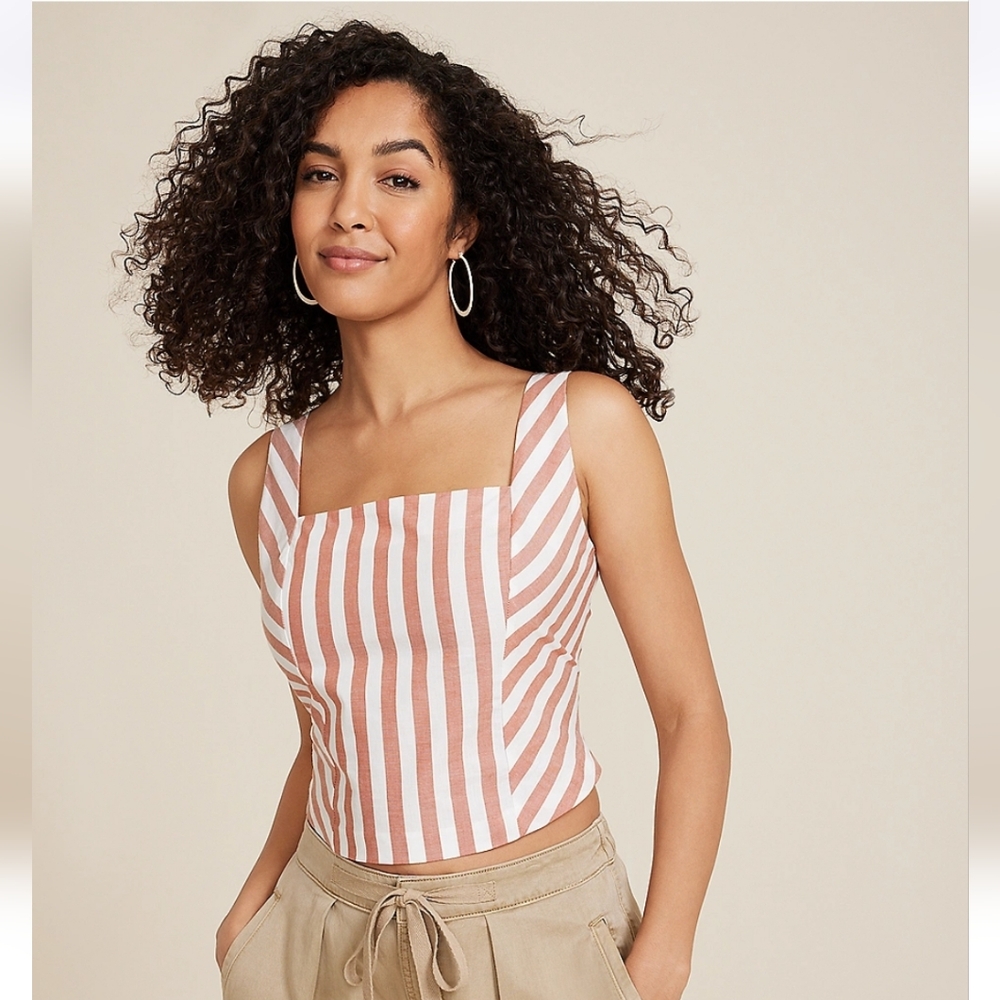 Maurices Brown and White Striped Square Neck Tank